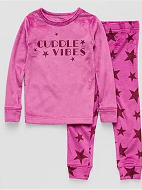 Kids Fuschia "Cuddle Vibes" Pajama Set